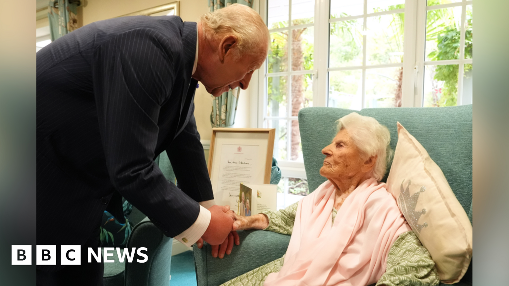 King Charles III visits 116-year-old Ethel Caterham in Lightwater